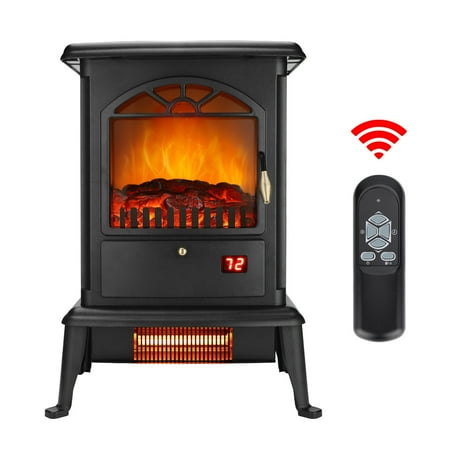 

IVV ZOKOP 1500W Electric Stove with Realistic 3D Flames Tabletop Portable Far Infrared Heater with Remote Control/Fake Firewood/Single Color/3 Quartz Tubes (Black)