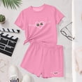thumbnail image 6 of Girls St. Patrick's Day 2 Piece Outfit Short Sleeve Shamrock Printed Round Neck T-Shirt and Shorts Sets Pink 12-13Years, 6 of 6