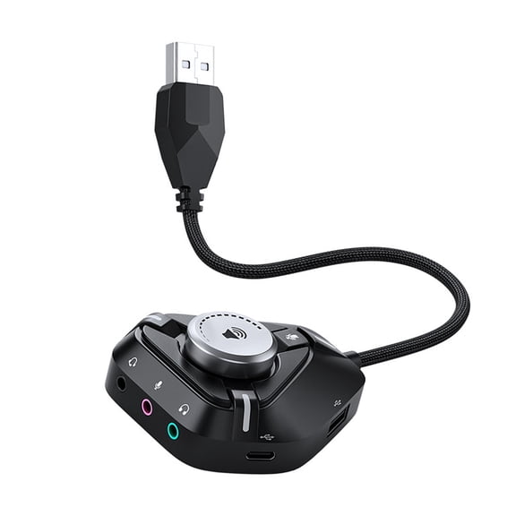 USB Sound Card External USB Sound Card with 3x3.5mm 2xUSB 1xType C Headphone Microphone 3.5mm Port For PC
