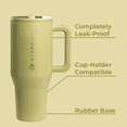 thumbnail image 2 of HydroJug Traveler - Water Bottle with Handle & Flip Straw - Leak Resistant Tumbler, Insulated, Stainless Steel & Rubber Base - 40 oz, Olive, 2 of 5