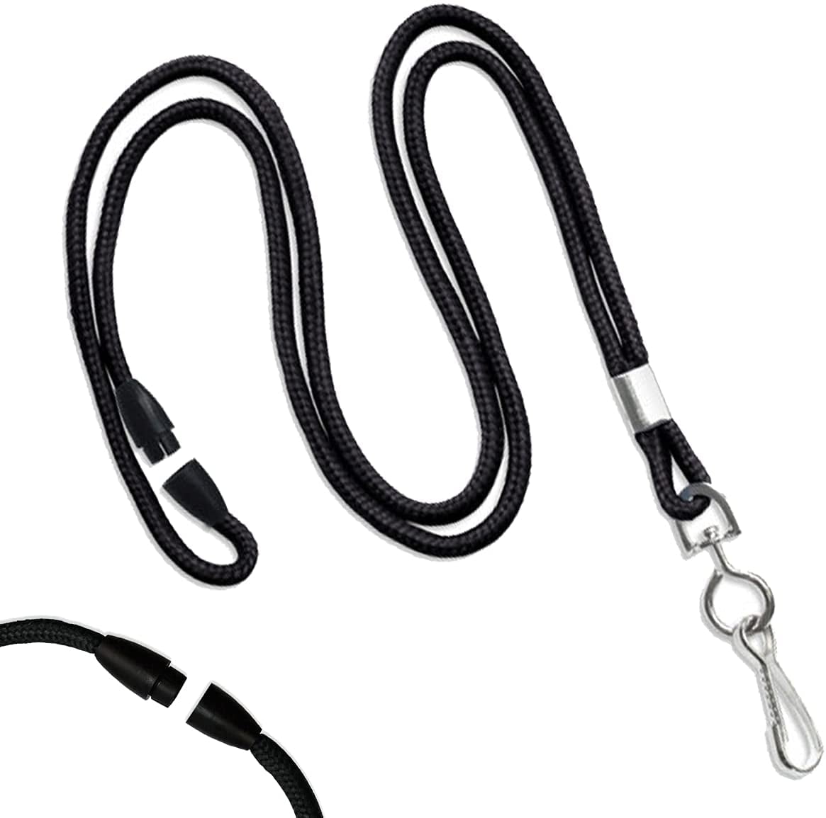 LOT 200 NECK STRAPS LANYARD WITH HOOK BLACK 200 CLEAR VINYL ID BADGE HOLDERS 