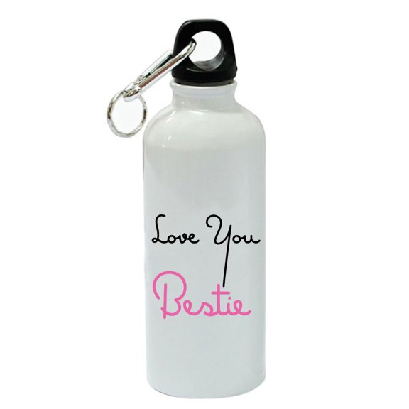 Love You Bestie White Aluminum Sports 20 oz Water Bottle