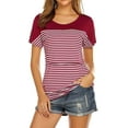 thumbnail image 3 of WISEFIN Maternity Women Striped Stitching Short Sleeve Round Neck Nursing Breastfeeding T-Shirt Tops, 3 of 4