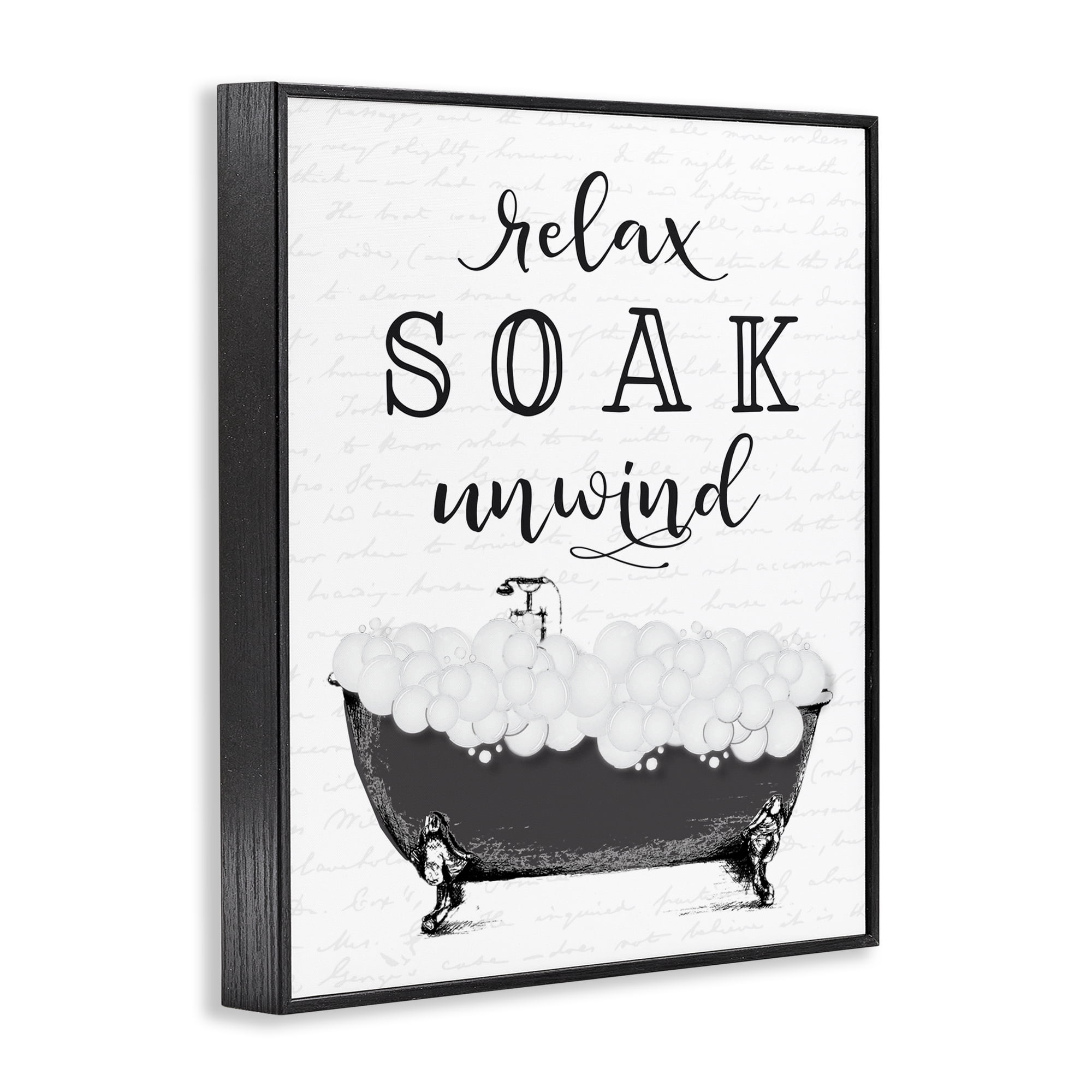 Soak Unwind Bubble Bath Black Framed Giclee Art, design by Lettered and Lined