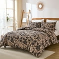 thumbnail image 5 of Vintage Floral Comforter Set Queen, 100% Natural Cotton Bedding with Brown Floral and Butterfly, Soft Breathable Comforter Set for All Seasons, 5 of 12