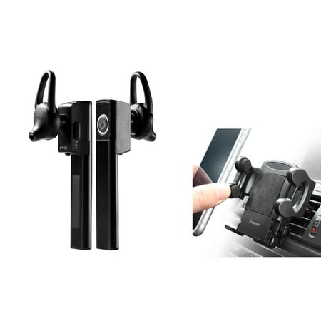 Bluetooth Vent Insten Mini Bluetooth Headphone Hands Free with Mic + Air Vent Phone Holder Mount For Phone iPhone XS X 8 7 6 6s SE Samsung S9 S9+ Plus J7 Sky Pro Luna Pro Zte Majesty ()