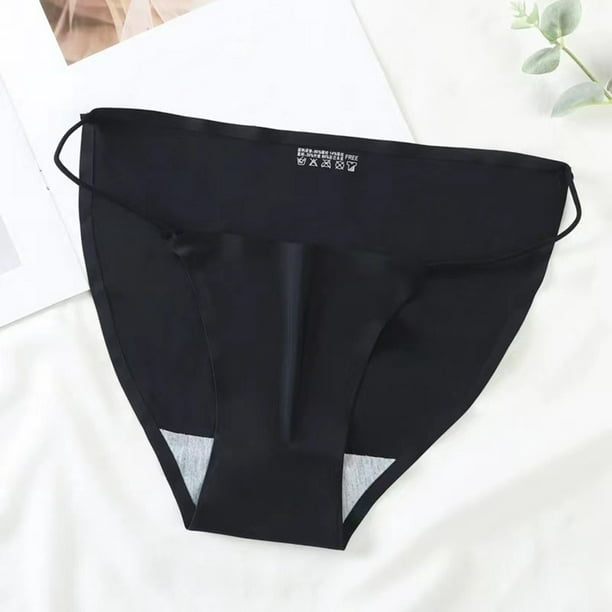 Aayomet Women's Cotton Bikini Brief Underwear Attract Sexy Viscose Filament  Silk Non Marking Panties (Black, One Size) 
