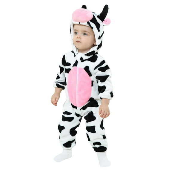 Coerni New Born Flannel Jumpsuit Cute Animal Fleece Hooded Romper Warm Zip up Thick Suit Baby Bodysuit Halloween Crawling Overall