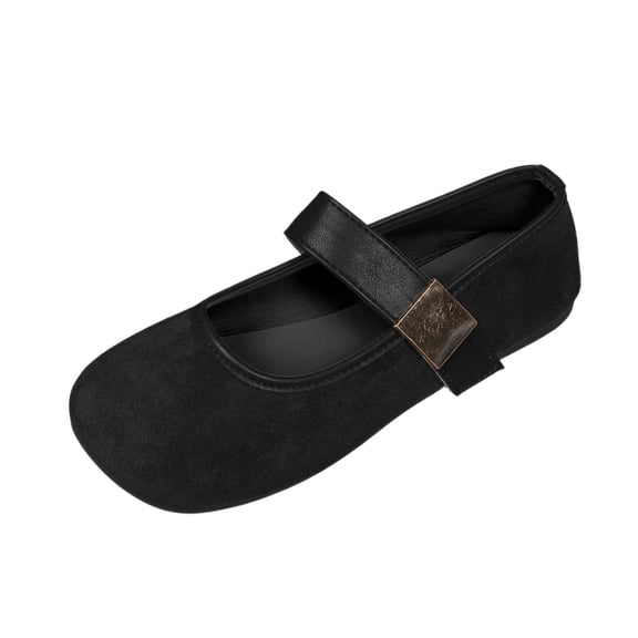 Women's Mary Jane Orthopedic Shoes Round Toe Wide Width Strap Flat Heel Comfortable Casual Footwear for Daily