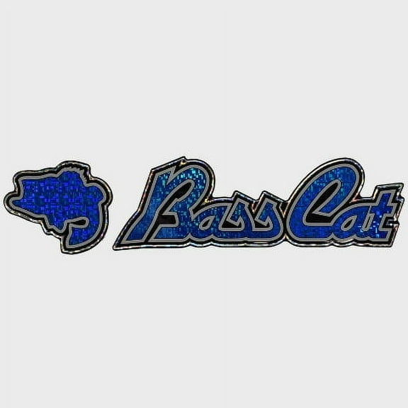 Bass Cat Boat Raised Decal Sticker | Logo Square Sparkle Blue
