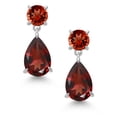 thumbnail image 2 of Gem Stone King 925 Sterling Silver Red Garnet Earrings for Women | 8.34 Cttw | Gemstone January Birthstone | Pear Shape 12X8MM, 2 of 4