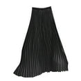 thumbnail image 3 of JINMGG Womens Plus Size Clearance $5 Womens Solid Pleated Elegant Midi Elastic Waist Maxi Skirt Black Free Size, 3 of 6