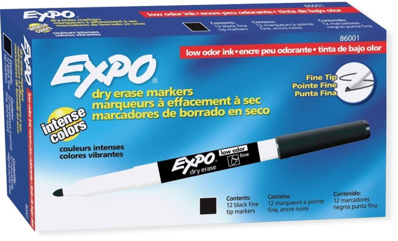 86001 Low Odor Dry Erase Marker, Fine Point, Black (Pack of 12), Consistent, skip free marking in vivid color By Expo