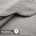 thumbnail image 4 of IR Imperial Rooms 3Pc-Embossed Luxury Bedspread Microfiber Floral Vintage Quilt Set Lightweight Full/Queen Silver, 4 of 13
