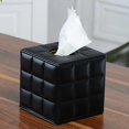 thumbnail image 2 of Leather tissue box, square paper tissue dispenser, black, 2 of 2