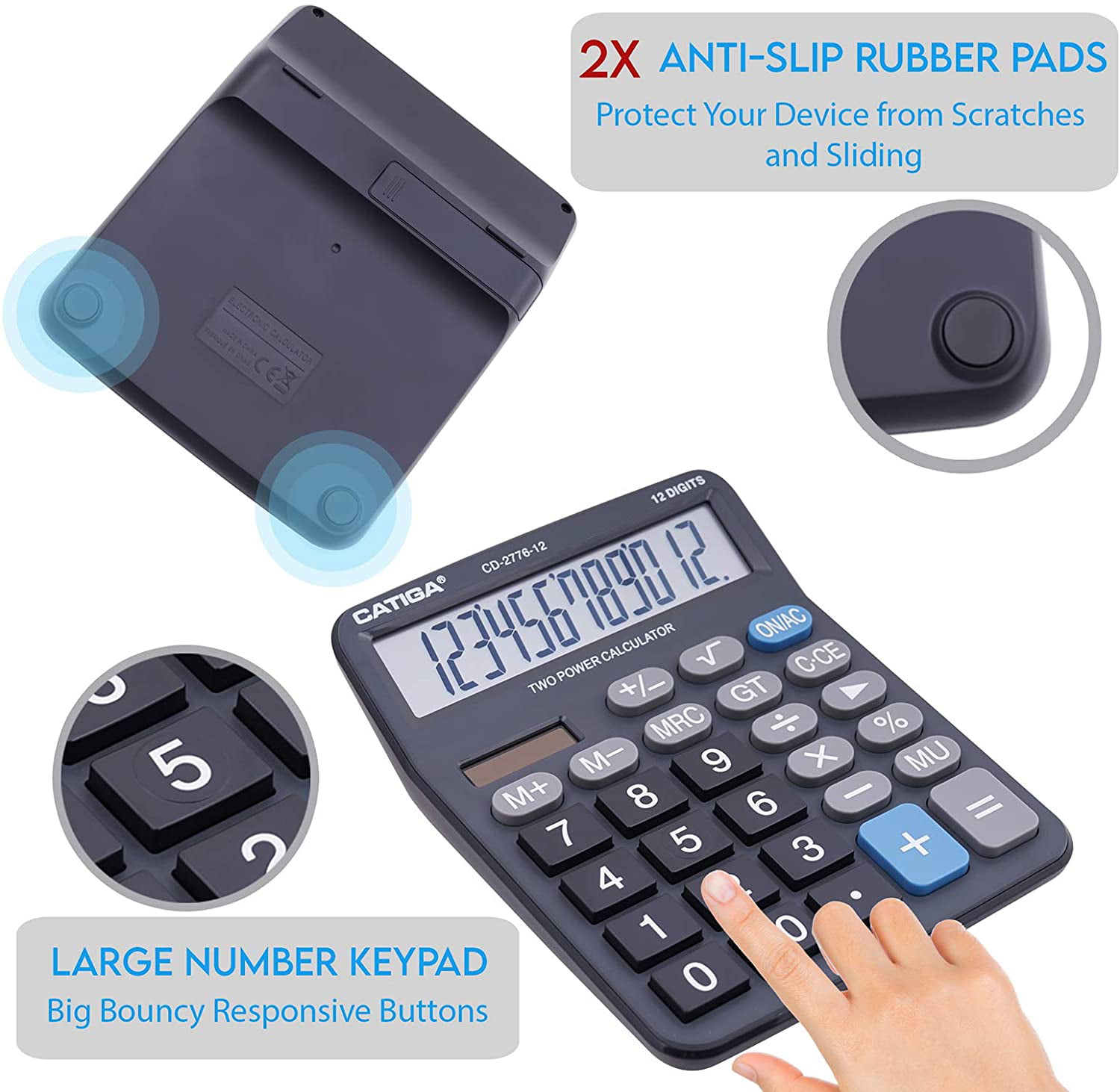 Desk Top Calculator LCD Display Office Calculator Transparent Calculator Solar Energy Led Calculator with Crystal Button 