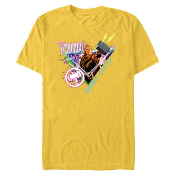 Marvel WHAT IF…? Party Thor Neon Bash Standard - Short Sleeve Blended T-Shirt for Adults – Customized-Yellow