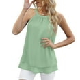 thumbnail image 6 of Women Halter Tank Tops Summer High Neck Double Layer Sleeveless Tops Leisure Clothes, 6 of 7