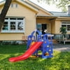LAZY BUDDY 4 in 1 Kids Slide Swing Set HDPE Toddler Slide Play Climber Backyard Playground
