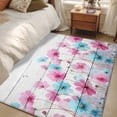 thumbnail image 5 of Rectangle Area Rug 4x6ft, Watercolor Blue Pink Flowers Non-Shedding Washable Area Rug, Country Floral on Wood Non Slip Low-Profile Rugs for Living Room, Bedroom Dining Room, 5 of 9