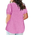 thumbnail image 4 of Pincandy Plus Size for Women Sexy-Neck Blouse Solid Casual Loose Summer Short Sleeve Blouse,Pink,3XL, 4 of 7