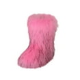 thumbnail image 2 of Willtoo Furry Faux Fur Boots for Women Fuzzy Fluffy Mid Calf Round Toe Snow Boots Women's Fashion Comfy Winter Boots Plush Warm Short Flat Heel Mid-Calf Shoes Pink US-7（EU-38）, 2 of 6