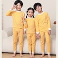 thumbnail image 5 of Venjoe Kids Thermal Underwear Set Girls Boys Warm Long Sleeve Undershirt Tops Fleece Leggings Long Yellow 100, 5 of 7