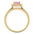 thumbnail image 4 of 1.57 ct Brilliant Emerald Cut Pink Zircon 14k Yellow Gold Halo Solitaire with Accents Engagement Bridal Wedding Ring Band Set size 10, 4 of 7