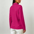 thumbnail image 5 of UDAUDU Polo Shirts for Women Long Sleeve Tops Golf Tees 3-Button Collared | Womens Polo, Collared, 3-Button, Golf, Cotton Blend, Casual Office Tops, Business, Work, Comfortable Soft Hot Pink M, 5 of 6