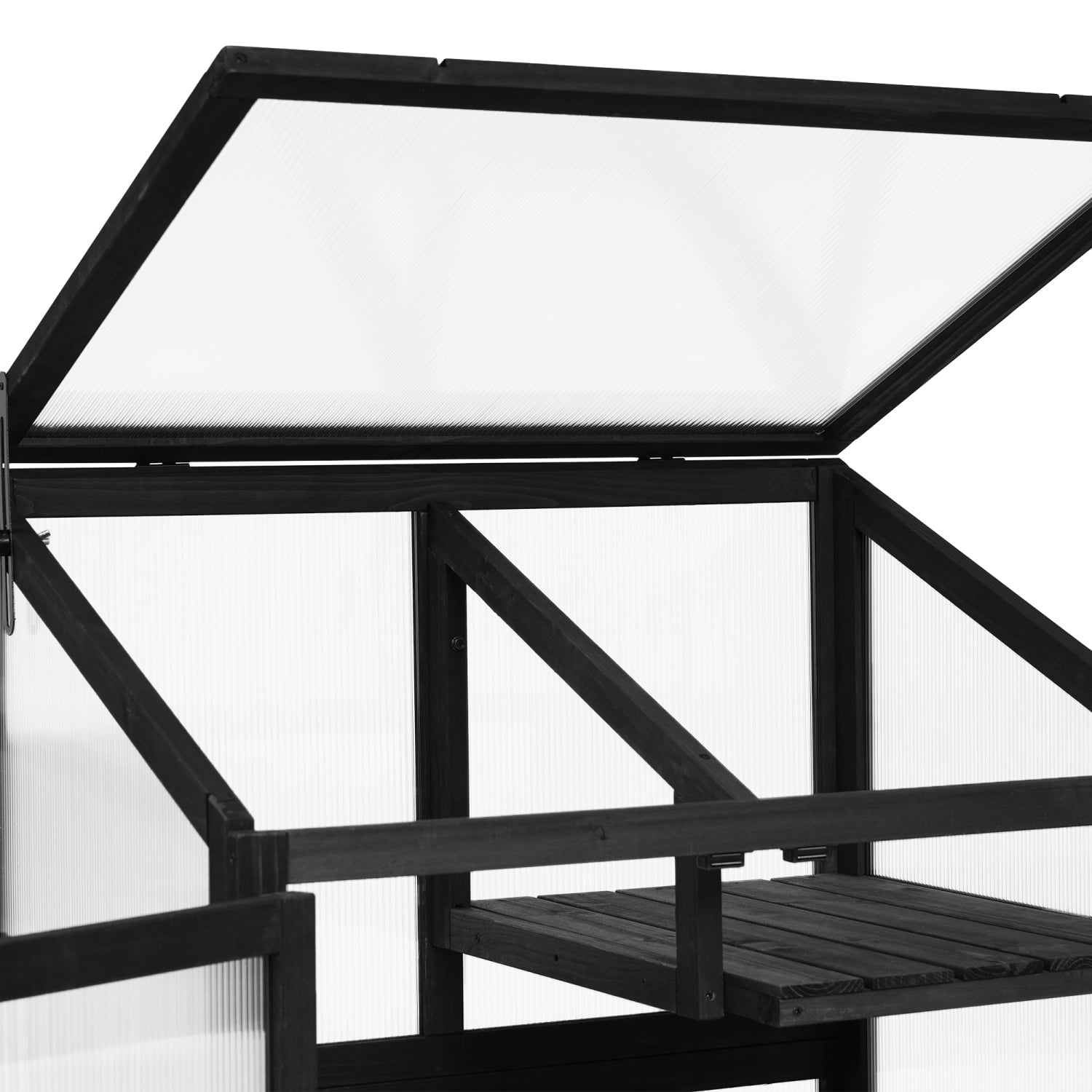 Harper & Bright Designs Cold Frame 62 Inch Height Wooden Large Balcony Portable Cold Frame Greenhouse with Wheels and Adjustable Shelves for Outdoor Indoor Use, Black