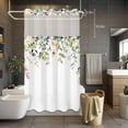 thumbnail image 5 of Spring Flower No Hooks Shower Curtain with Snap-in Liner Watercolor Pink Purple White Floral Shower Curtains for Bathroom, Waterproof, Easy Install, Washable 36"x72", 5 of 9