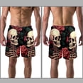 thumbnail image 3 of luoweisi Men's Beach Shorts Quick Dry Swim Trunks with Mesh Lining Roses and Skull XL, 3 of 5
