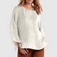thumbnail image 2 of Camiseta de manga larga y cuello redondo de color liso para mujer: estilo informal y holgado, tejido de poliéster para los días más frescos., 2 of 5
