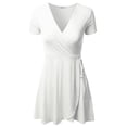 thumbnail image 3 of Doublju Women's V-Neck Short Sleeve Swing Flare A-Line Dress, 3 of 4