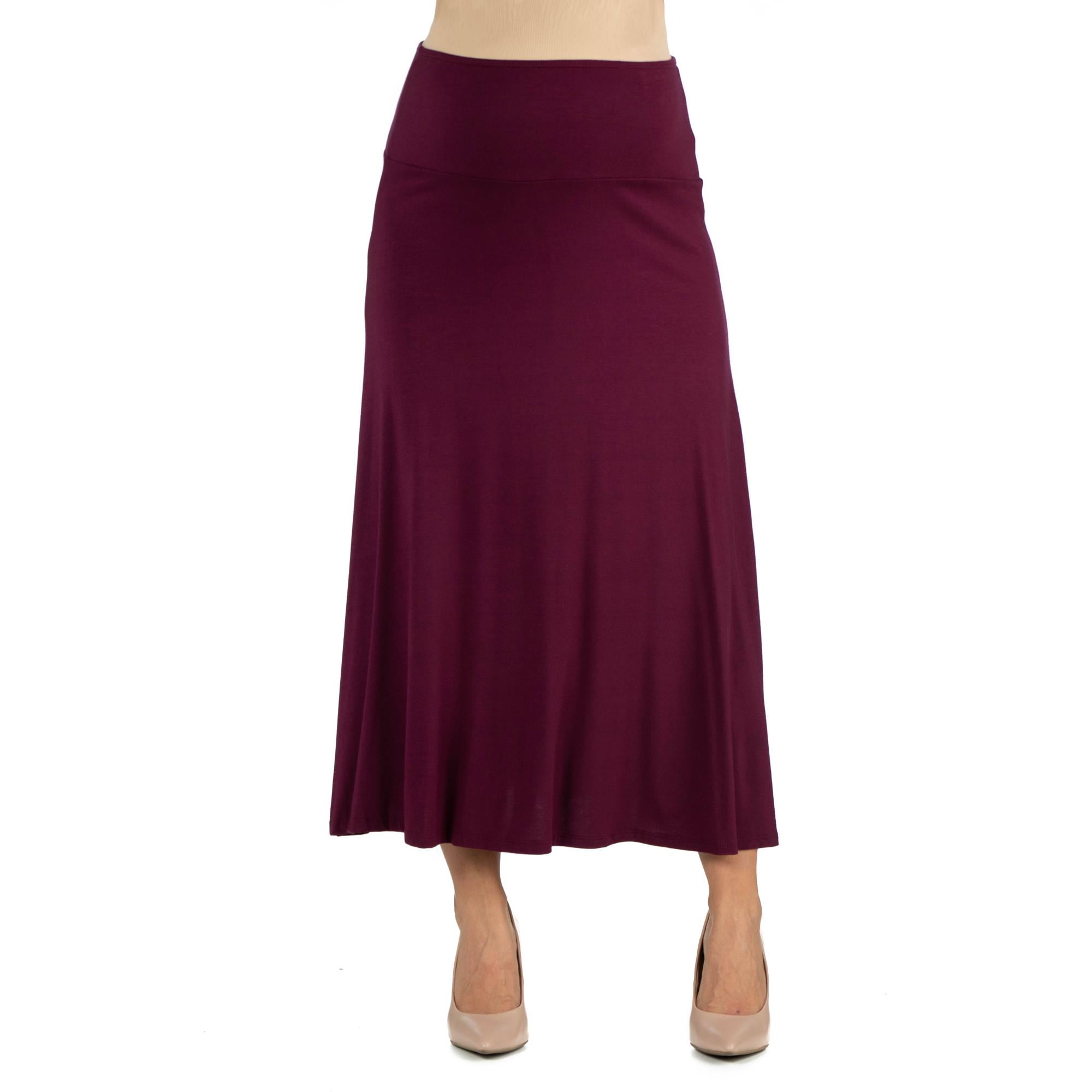 24seven Comfort Apparel Womens Elastic Waist Solid Color Maternity Maxi