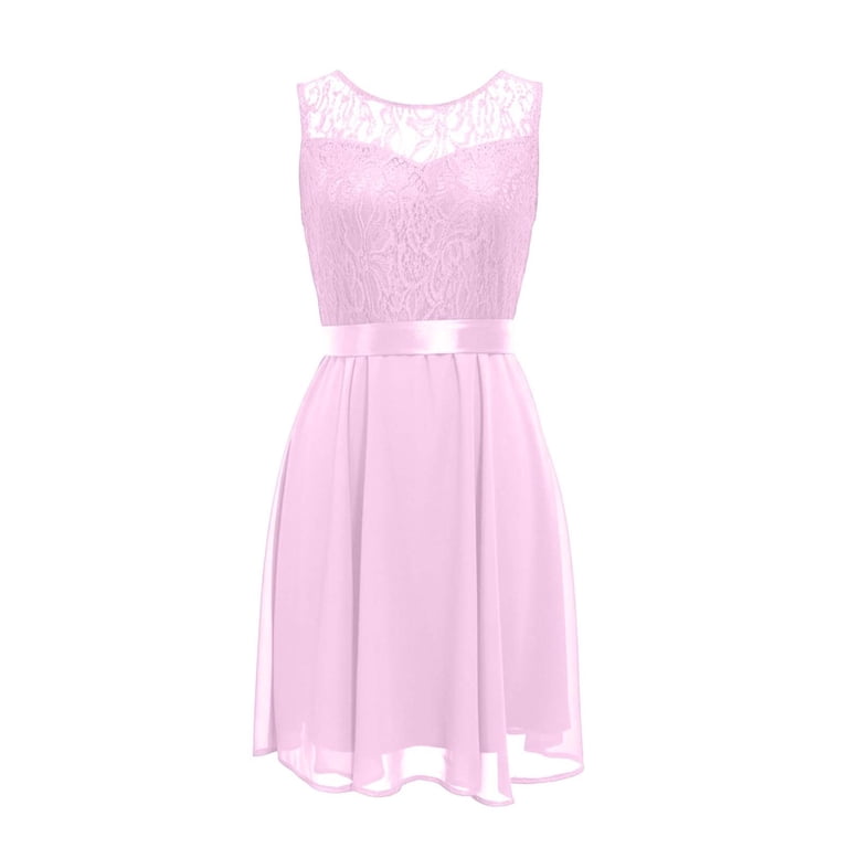 pale pink flowy dress HEVRJEWJD Women's Summer Formal Dress, Sleeveless Lace Top Skirt A-Line for Parties Weddings Light M MB_0626