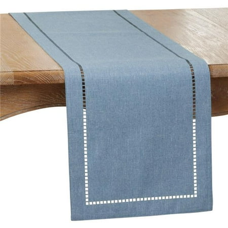 

SARO 9738.DN1472B 14 x 72 in. Oblong Denim Laser-Cut Hemstitch Table Runner