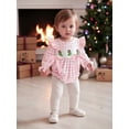 thumbnail image 6 of Miaouyo Infant Baby Girl Christmas Fall Jumpsuit 0 3 6 12 18 24 Months Plaid Print Tree Embroidery Long Sleeve Round Neck Bow Romper, 6 of 9