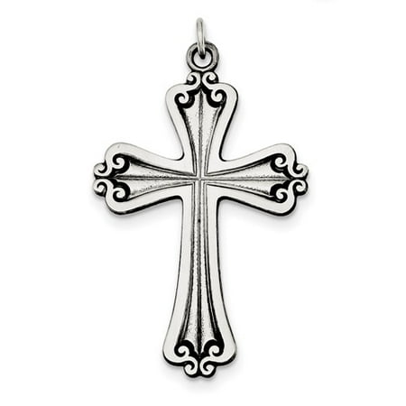 Sterling Silver Antiqued Cross Charm. (2in long x 1.2in wide)