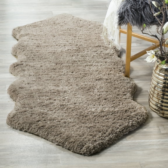 SAFAVIEH Addie Solid Plush Polyester Sheep Shag Area Rug, Silver, 2' x 3'