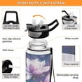 thumbnail image 4 of 32oz Transparent Sports Water Bottle with Straw for Kids Adults Outdoor School Gym Fitness Purple Magnolia Flowers, 4 of 7