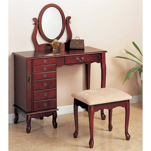 Roundhill Furniture Cylina Solid Wood Glass Top Round Dining Table with 4 Chairs