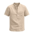 thumbnail image 3 of Guluxicc Men's Cotton V-Neck Shirts with Pocket Button Short Sleeve Shirts for Everyday Wear Summer Casual Outfits, 3 of 6