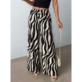 thumbnail image 4 of Women'S Wide Leg Pants High Elastic Waist Flowy Palazzo Pants Black & White L, 4 of 9