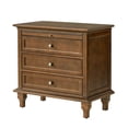 thumbnail image 4 of Tina's Home Farmhouse Walnut Soild wood End Table with Charging Station, 3 Drawer Side Table with Pull-Out Tray for Living Room, Small Spaces, 4 of 8