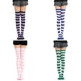 thumbnail image 1 of HEVIRGO Lot de 4 Bas au-Dessus du Genou à Rayures pour Femmes, Chaussettes Longues Extensibles Cosplay, 1 of 10