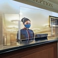 thumbnail image 4 of Medium 60" wide x 20" high Clear Acrylic Tri Fold PLEXIGLASS Protective Shield, Sneeze Guard, Personal Barrier, adjustable heights for pass through on the bottom, 4 of 6