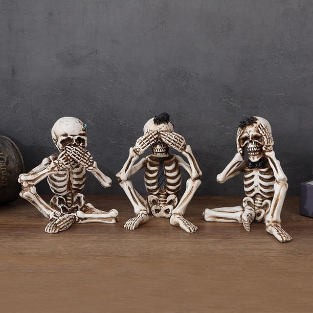 Adornos De Cabeza De Esqueleto De Halloween, Cubierta De Ojos, Orejas Y Boca, Decoración De Esqueleto, Adornos De Resina Para Jardín, Árboles, Hierba Yuarrent HA037059-00