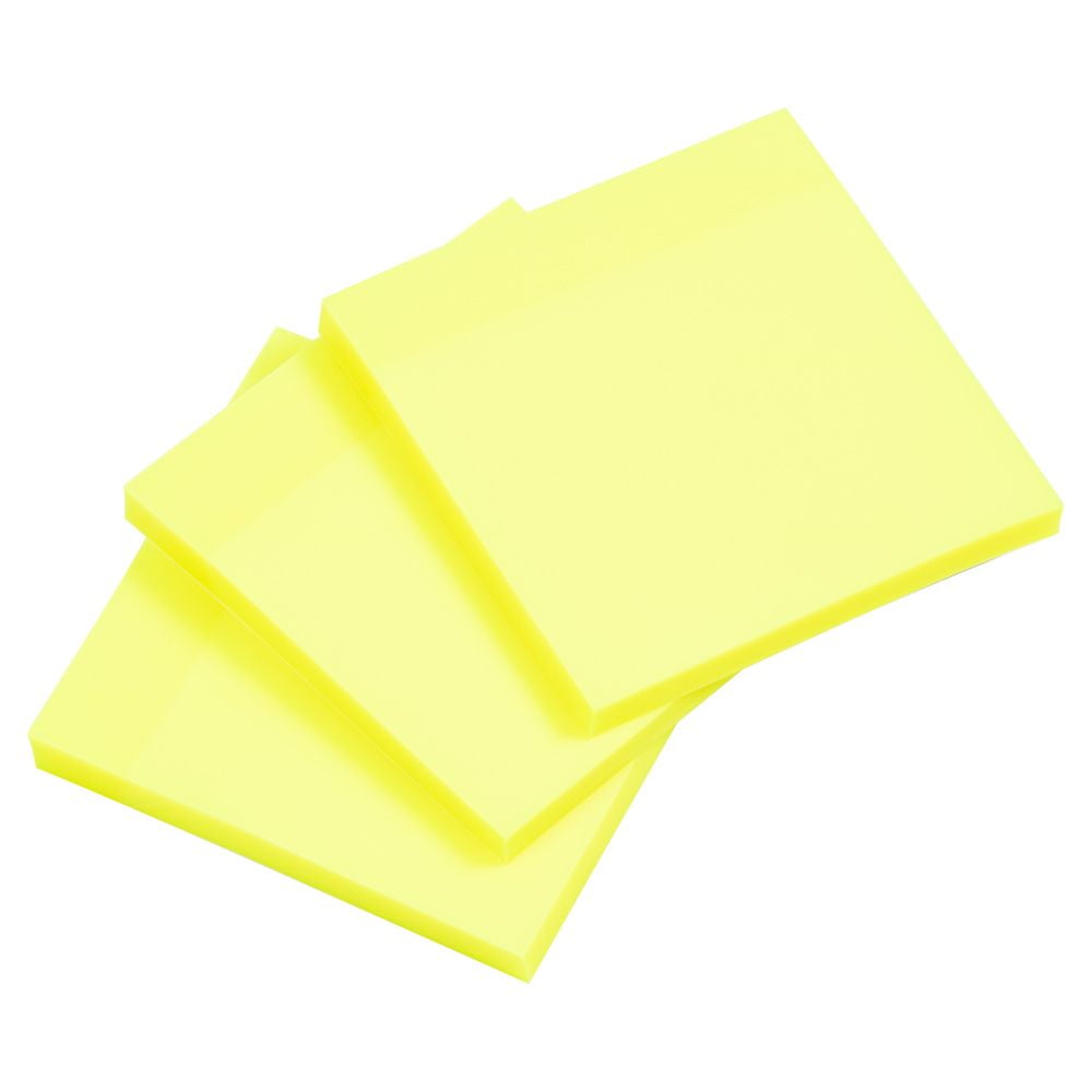 JAM Paper Transparent Sticky Note Pad, Yellow, 3 x 3, 300 Sheets/Pack