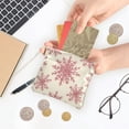 thumbnail image 5 of PU Leather Coin Purse Wallet Compact Water-Resistant Card Cases Money Organizers Elegant Red Snowflakes Pattern, 5 of 7